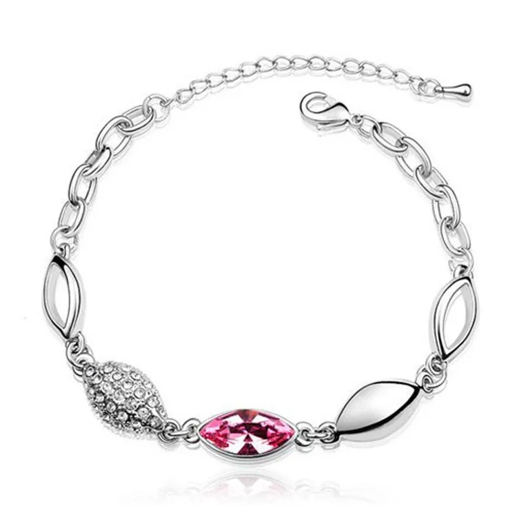 
amethyst cristal bracelet with white gold filled platinum plated crystal trendy wrist 