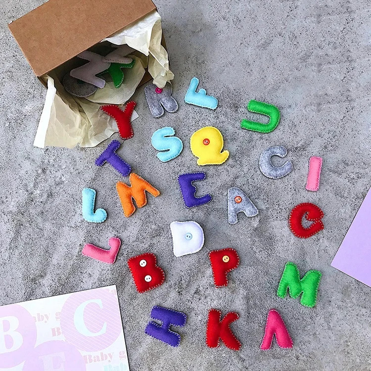 
English felt alphabet toys letter block with hand sewing 