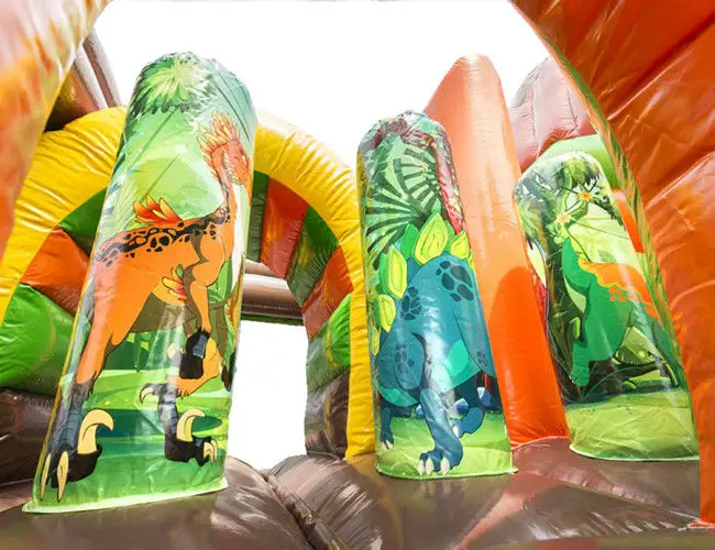 Customized Size Dinosaurs Inflatable Bounce House / Toddler Bouncy Castle With Slide