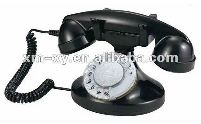 черный вращающийся ретро проводные телефонные