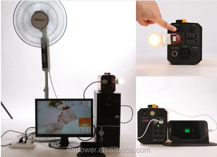 12v 40ah mobile solar energy system with 110V AC/ USB output portable power station for fan/cell phone/light