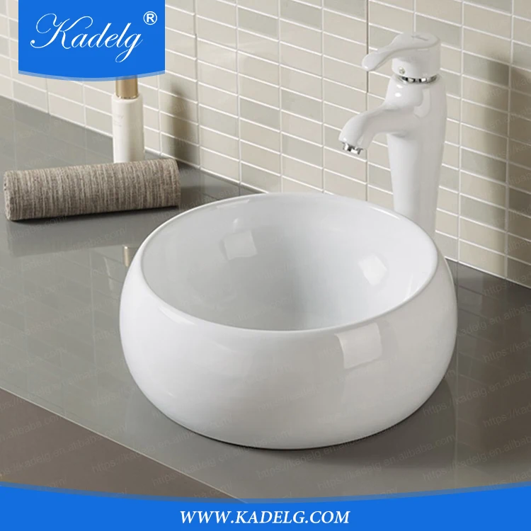 
No Faucet Mounted Modern Bathroom Round Small Wash Basin 