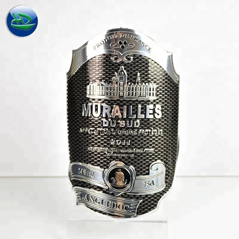 Hot selling Wine label, bottle label metal aluminum sticker