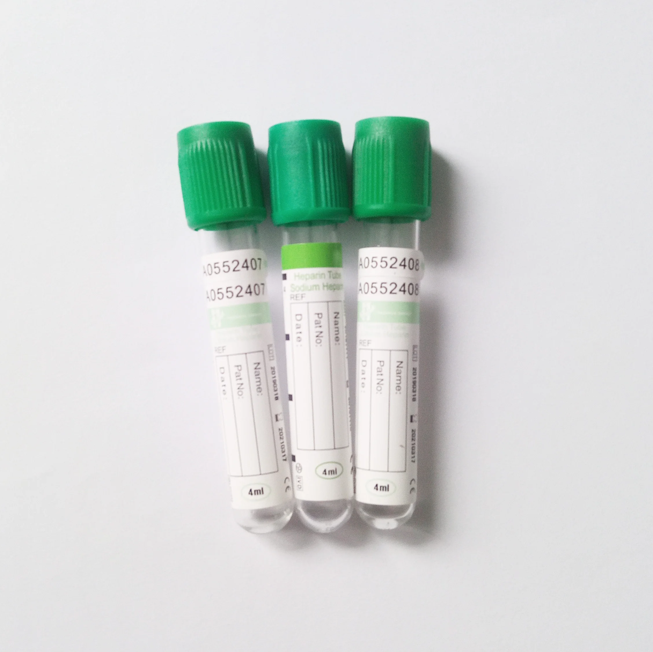 PET and glass green top vacuum Blood Collection Heparin Tubes Lithium Heparin sodium heparin 3ml 4ml 13*75 mm good quality