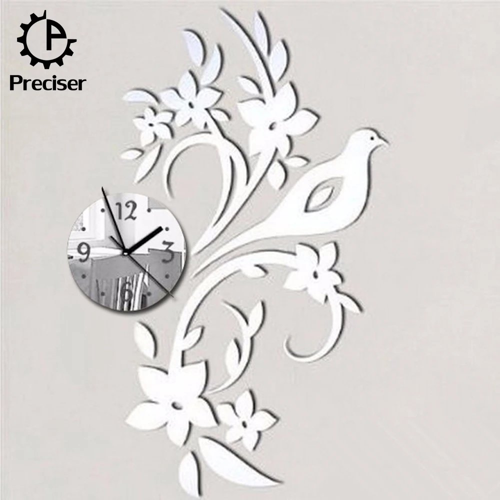 Acrylic Quality Beautiful 3D Mirror Effect Wall Clocks Home Decoration