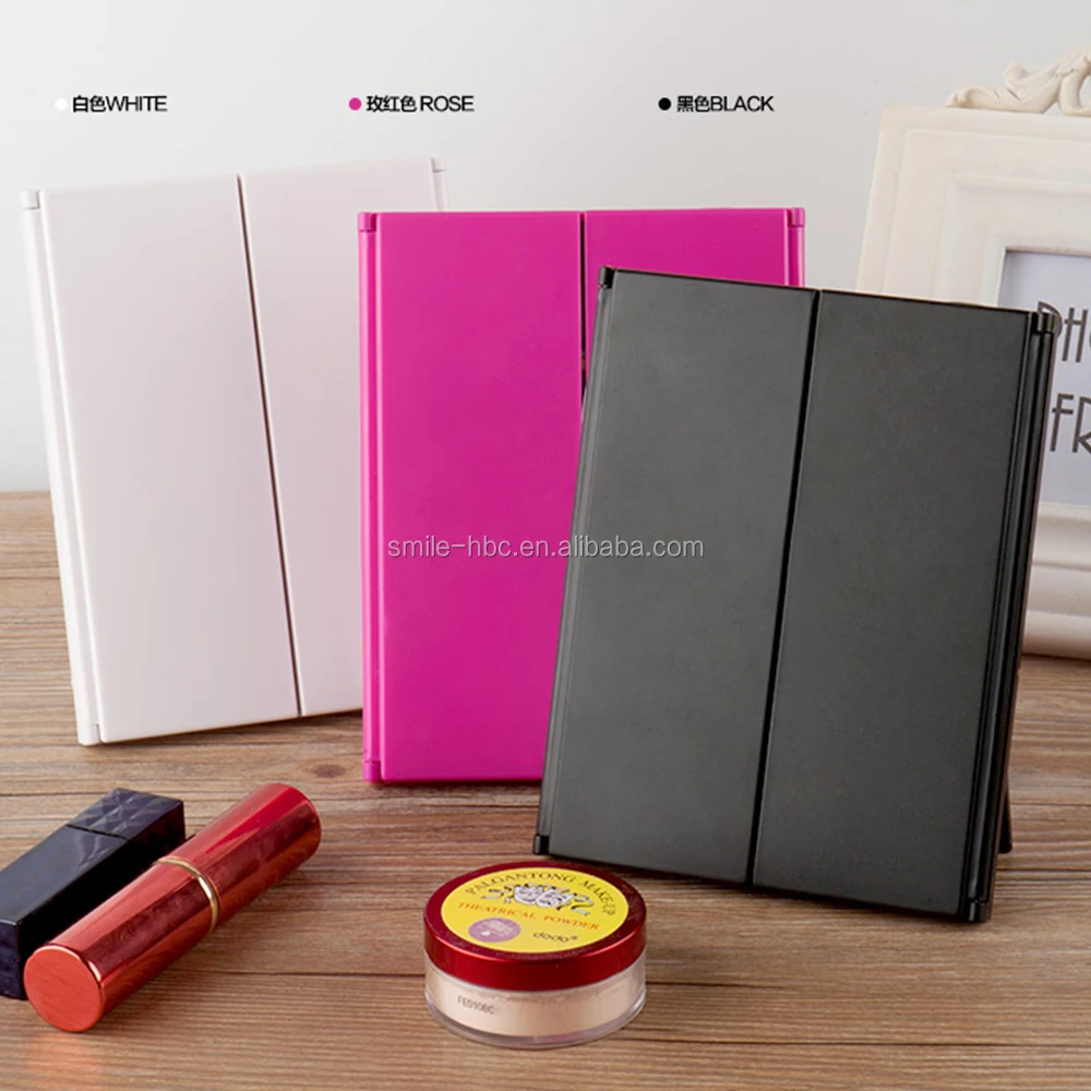 Tri-fold Portable Travel Mirror Led Vanity Makeup Mirror With Lights