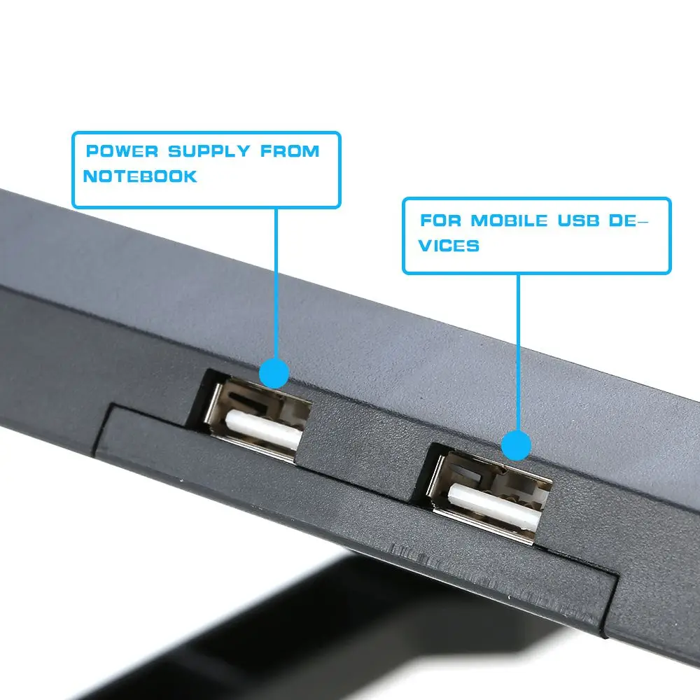  Портативная охлаждающая подставка для ноутбука с USB-портом охлаждающий коврик радиатор скоростью воздушного потока 2 светодиодных вентилятора не более 15 6