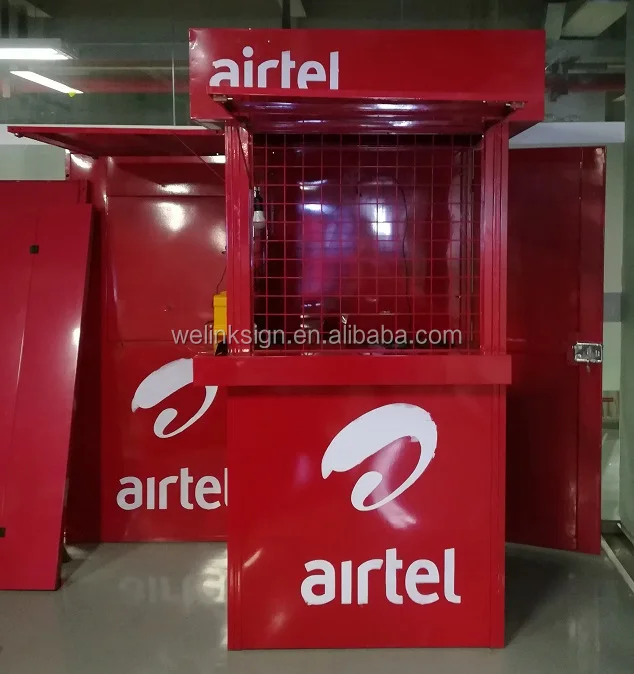 Sheet metal Airtel prefab kiosk for pop up shop