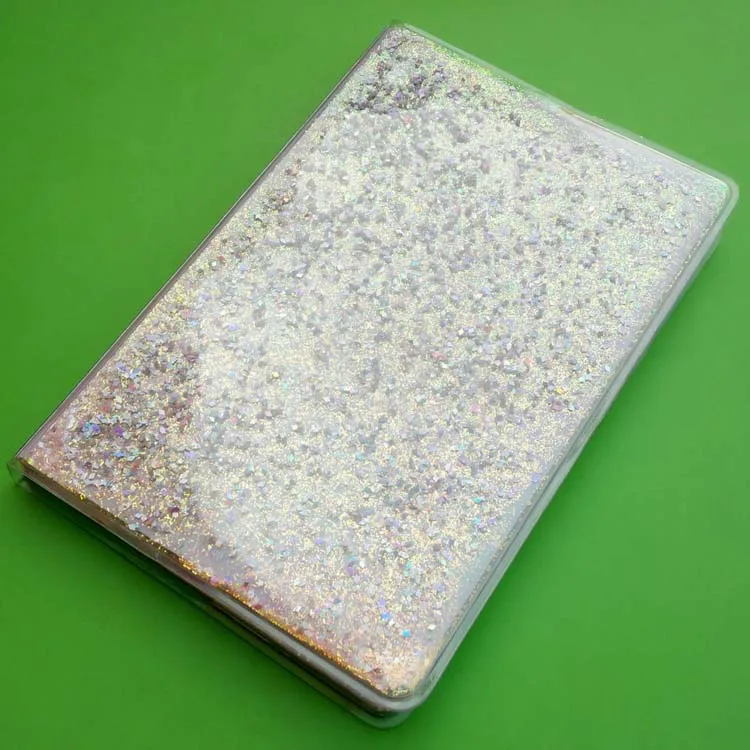 notebook PVC cover with liquid and sequin inside