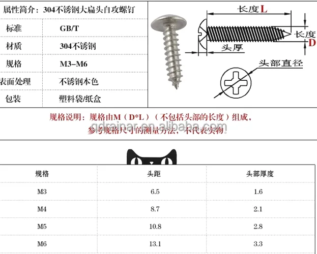 GBT 950 GBT 845 cross head stainless pan head self drilling screw
