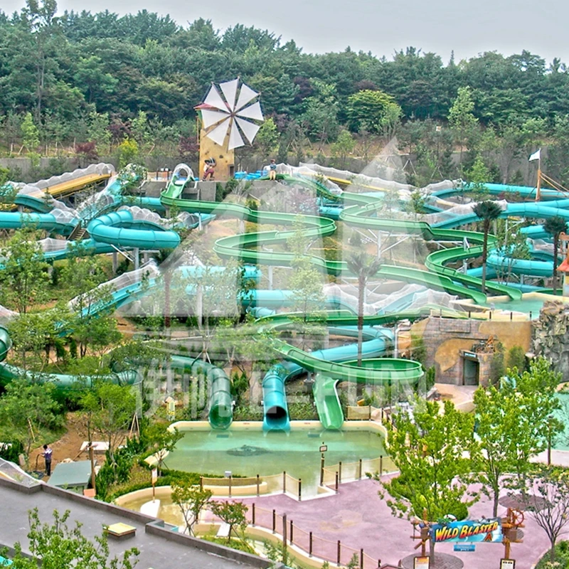 
Green Blue Raft Slide Fiberglass Water Slide 1.6m Width for Swimming Pool 