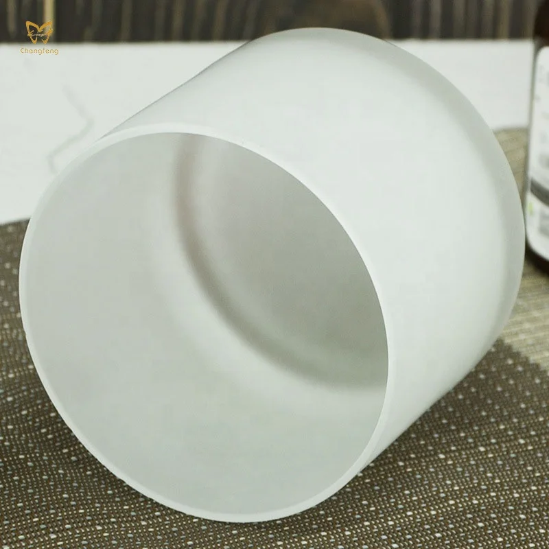 wholesale customized logo glass candle jar classic design frosted candle glass holder cup for scented candle making