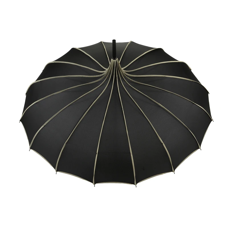 Waterproof Black Women Sun Pagoda Umbrella