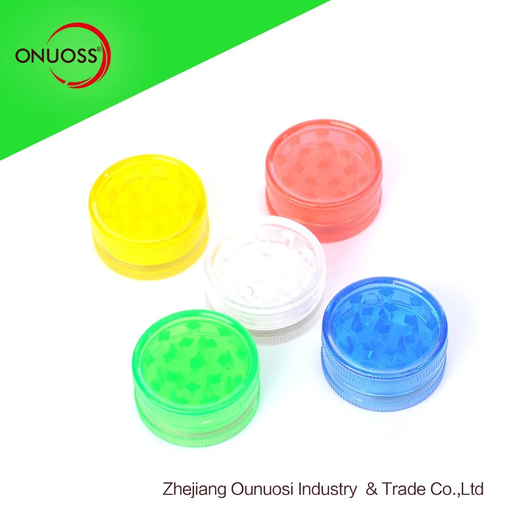 Wholesale OEM smoke spice crusher hand herb grinding 2 layer chopper plastic grinder tobacco