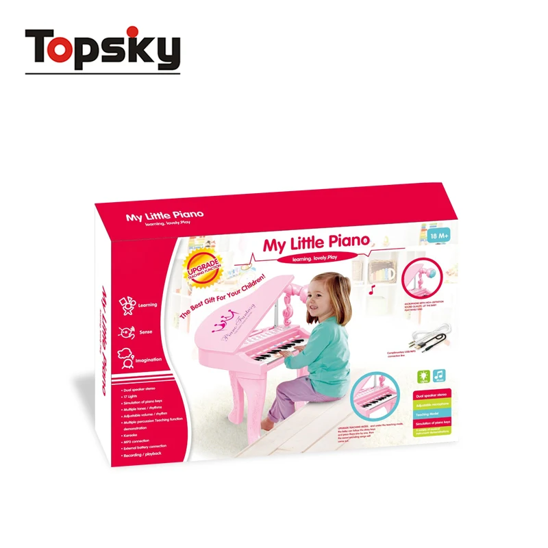 Plastic kids little piano 25 keys electric grand piano keyboard toys with microphone