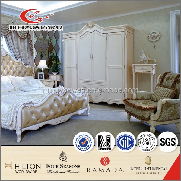 Renaissance style president suite furniture palace hotel royal luxurious bed room furniture sets beech timber wood furniture