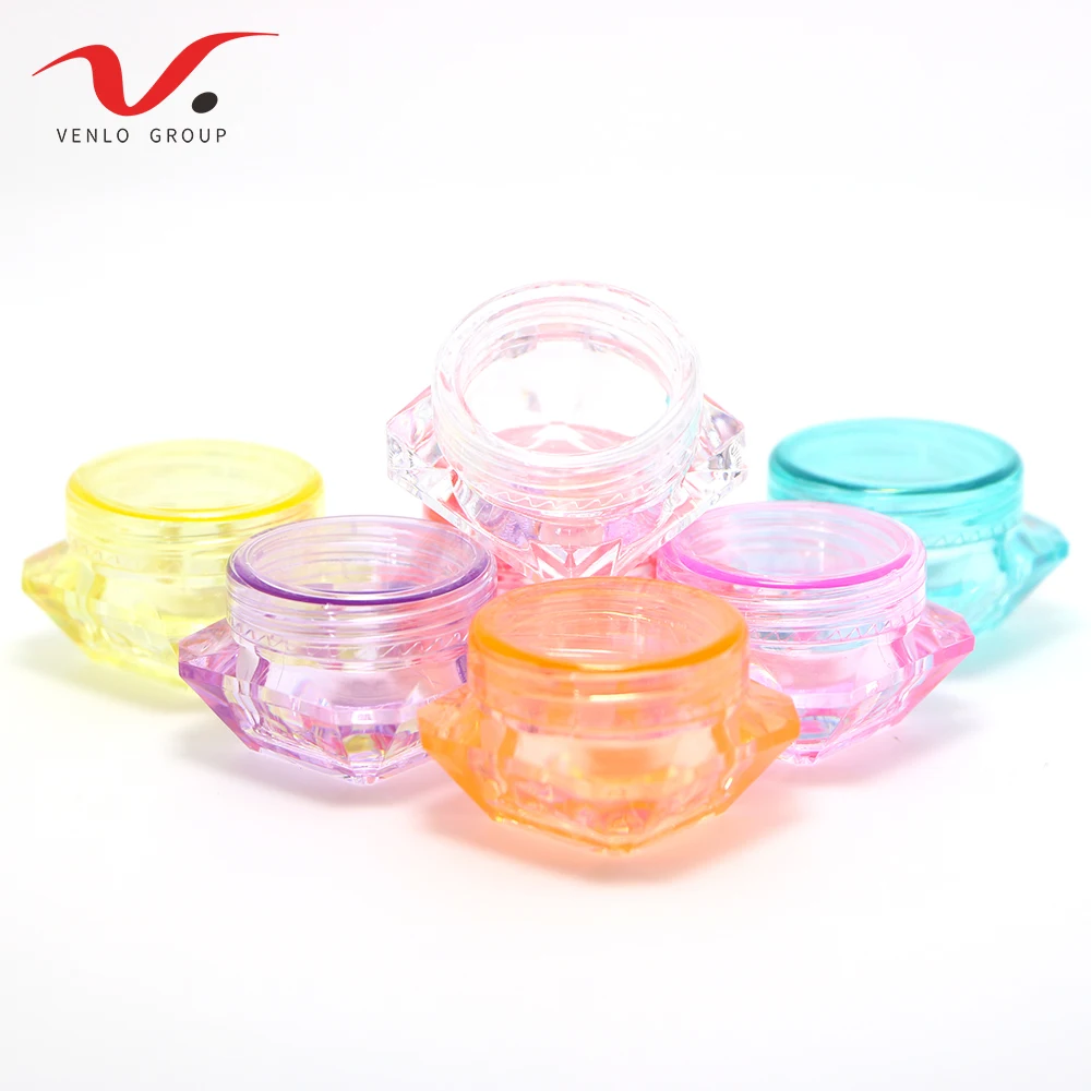 
2g/3g/5g Colourful Plastic Diamond Cream Jars 