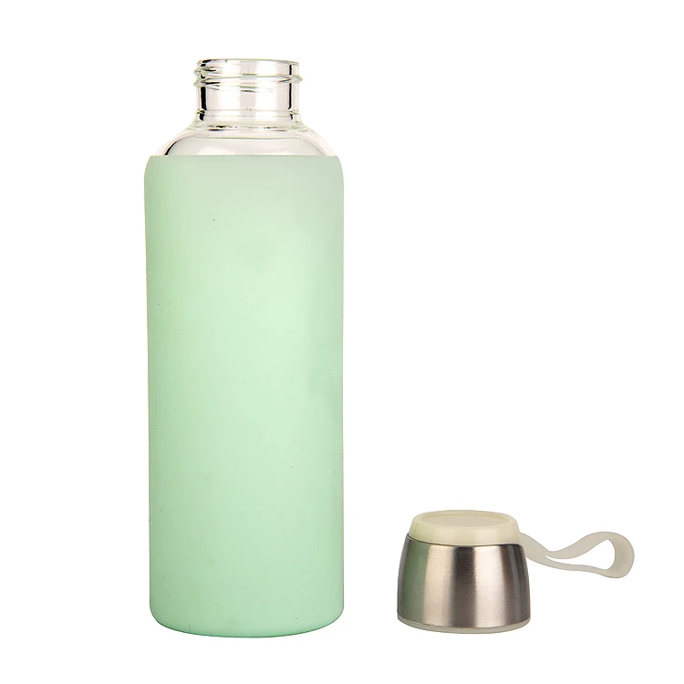 ODM OEM Amazon hot sale custom logo BPA free leakproof glass water bottle with silicone sleeve