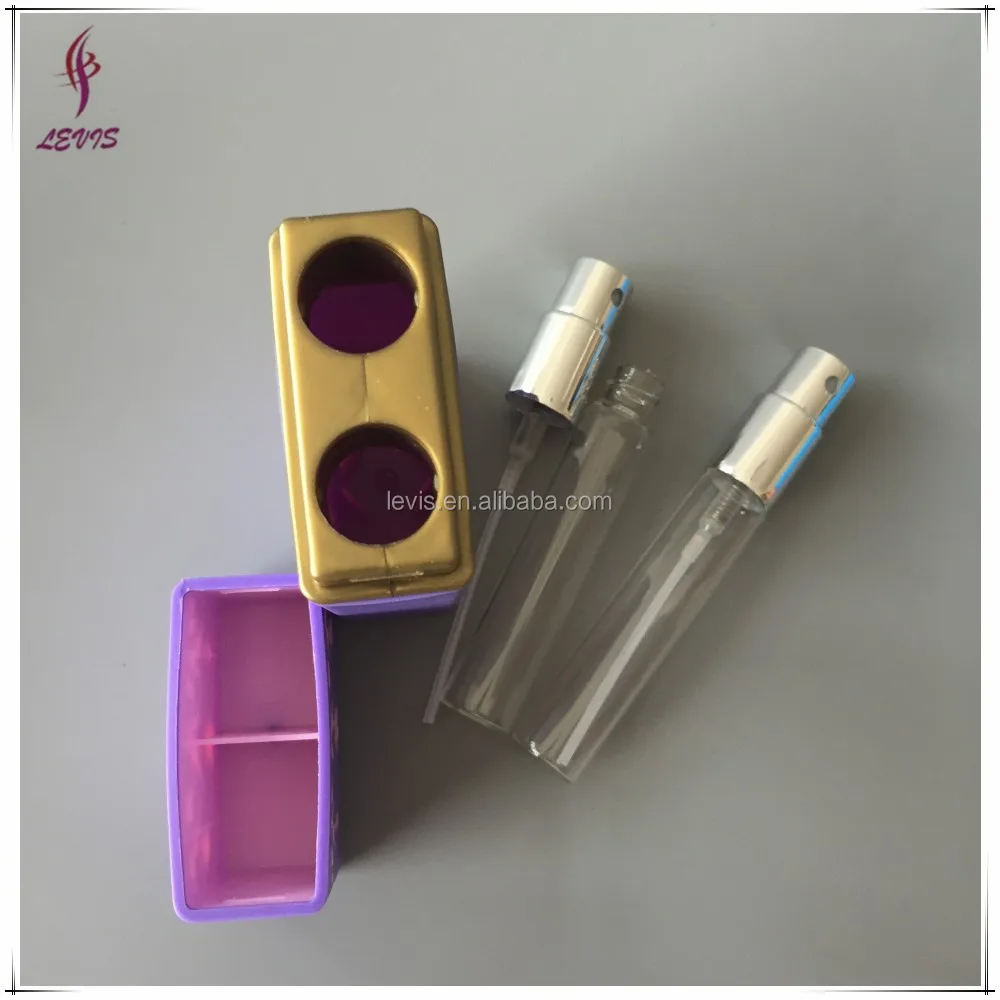 New design fancy perfume plastic dual chamber spray bottle