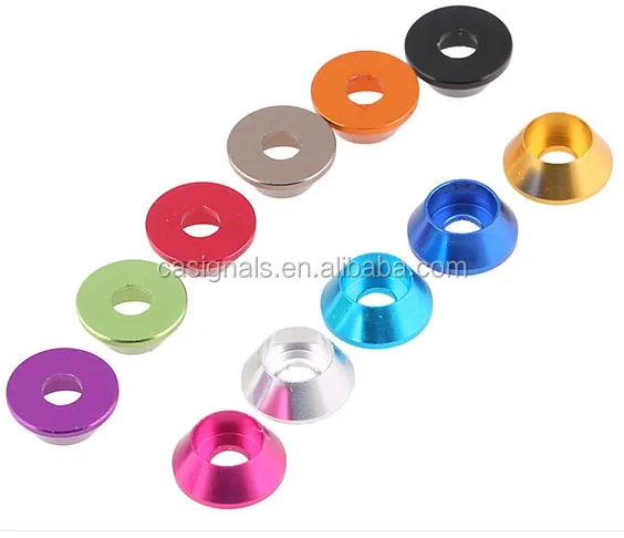OEM Decorative Metal Conical Or Taper Cup Washer, Color Anodized Aluminum Cone Shaped Concave Mini Countersunk Washer