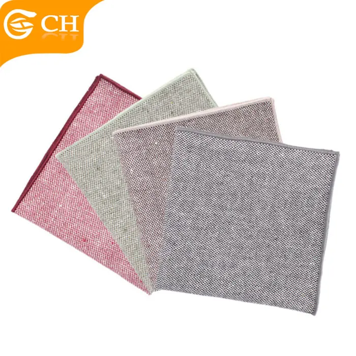 Высококачественный цветной тканый льняной Карманный квадрат по индивидуальному заказу от собственного бренда