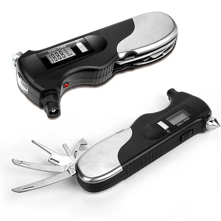 Car emergency supplies life-saving hammer car digital tire pressure gauge