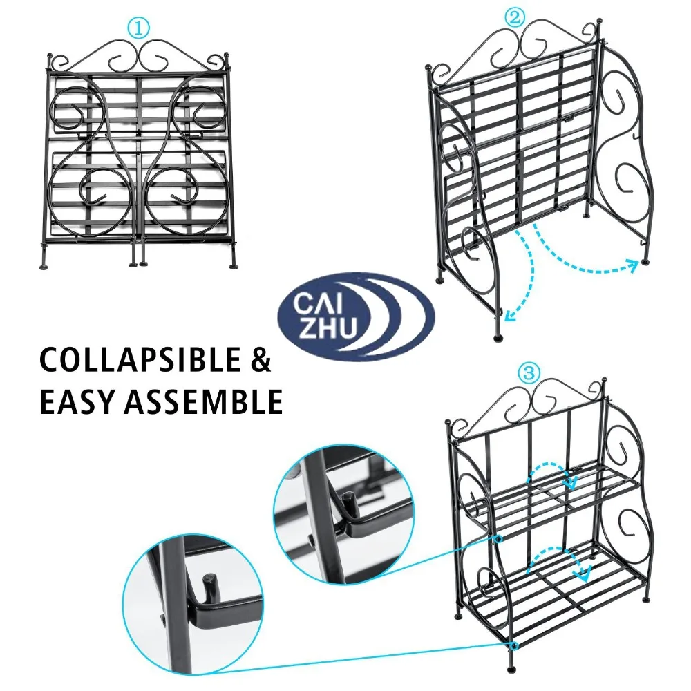 Countertop Collapsible Kitchen Bathroom Shampoo Rack  2 Tiers Spice Rack Decoration Flower Stand