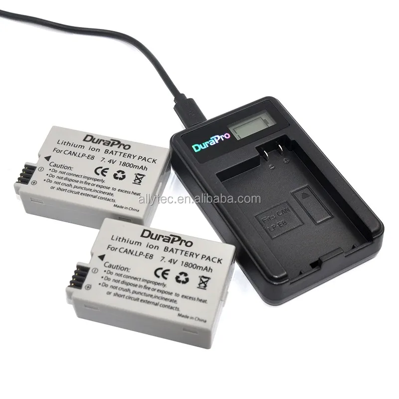 
DuraPro LP-E8 LCD USB Charger for Canon EOS 550D 600D 650D 700D X4 X5 X6i X7i T2i T3i T4i T5i 