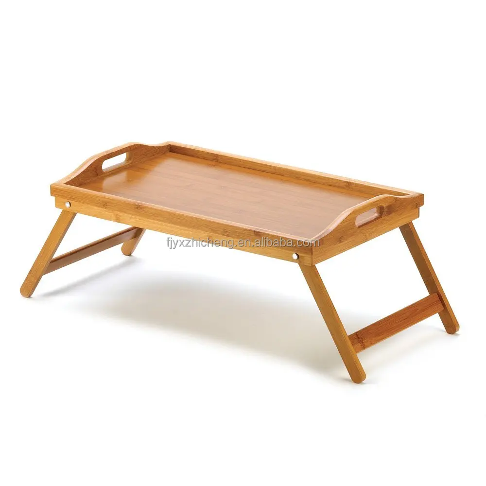 Eco-friendly Bamboo Tray Breakfast Bed Table with Foldable legs
