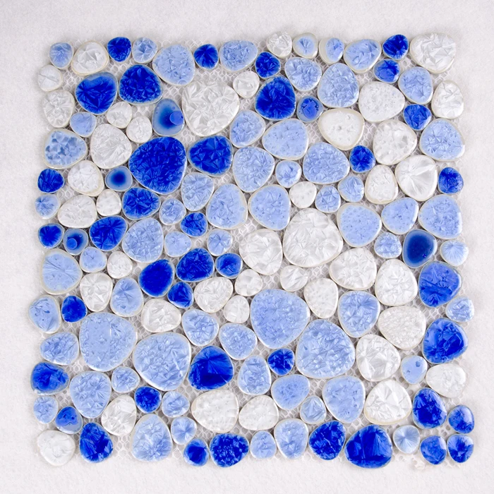 Сине-белый круглый камень галька/Пенни галька плавающая керамическая плитка круглая для пола