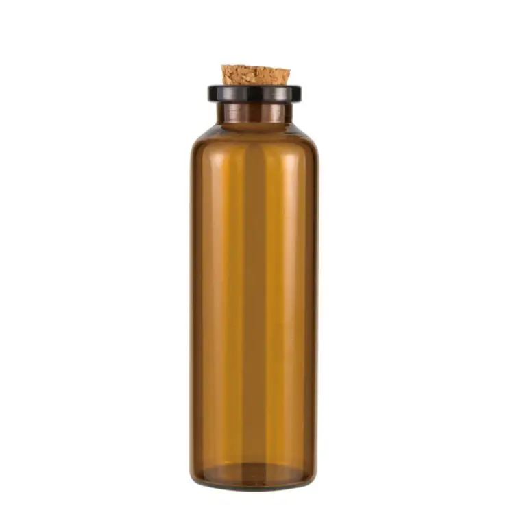 Pharmaceutical amber 2-30 ml glass vial glas flasche klein with wood cork stopper