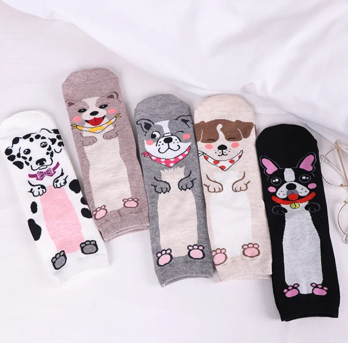 
New Apparel women teen girls socks cute cartoon animal pattern cotton fun and cool crew sock oem wholesale 