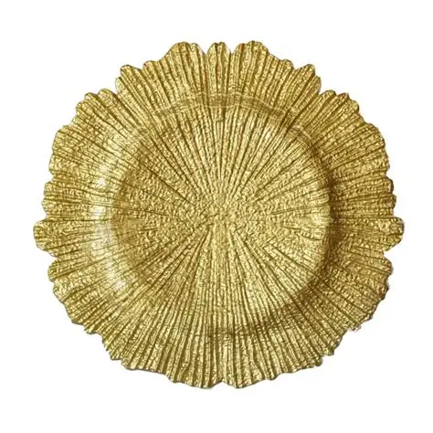 high quality gold leaf charger plates silver leaf charger plates 13inch round for wedding and party