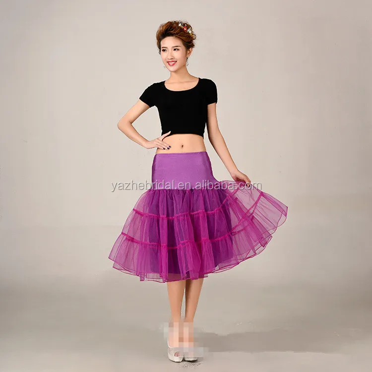 
18 Colors-Cheap Wholesale A-Line Short Petticoat Colorful Short Underskirt Knee Length Bridal Tulle Petticoats For Wedding Dress 