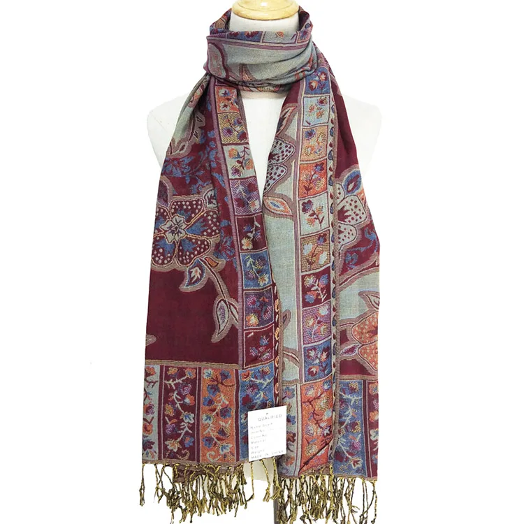 New pattern pashmina scarf women double face jacquard shawl wraps