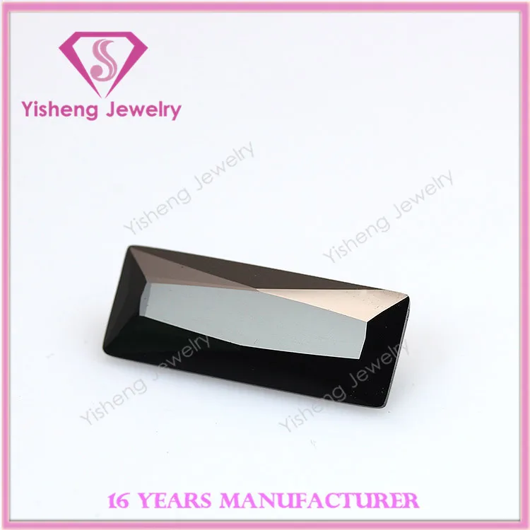 Rectangle Loose Sharp Bottom Faceted Cut Synthetic CZ Black Tourmaline Stone Price