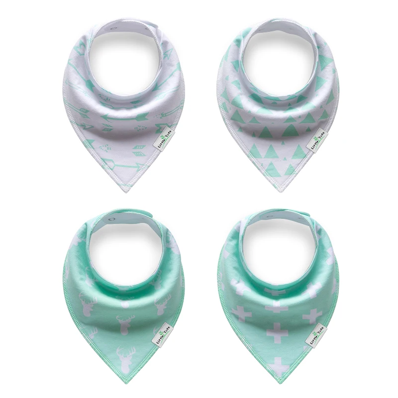 
Popular baby bibs print customized logo 4 packs baby bandana drool bibs organic baby bibs 