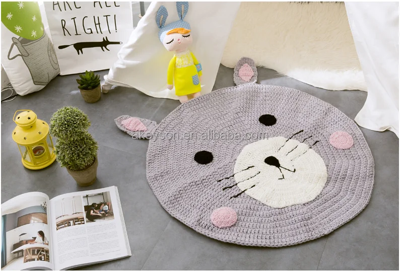 
Wholesale Monogram Personalized Handwoven Knitted Yarn Animal Floor Mat 