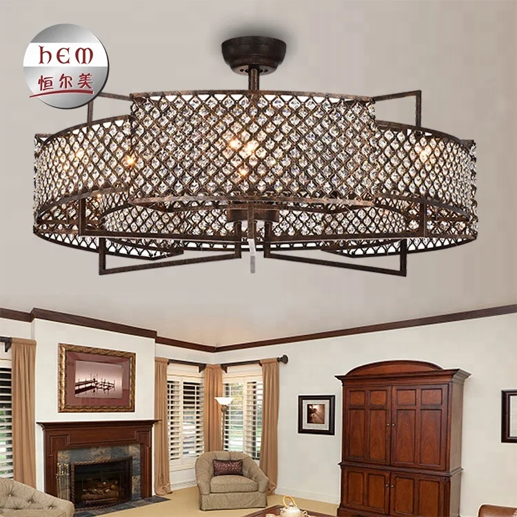 
Dc Contemporary crystal Ceiling Fan luxury Ceiling Fan Led Light Wholesale Ceiling Fans With Lamp 