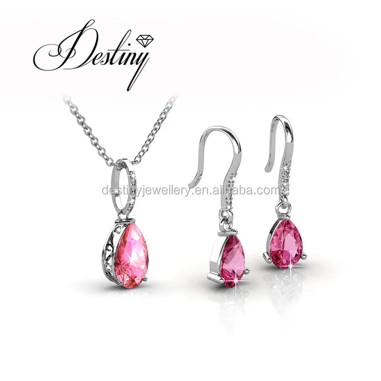 Destiny Jewellery Engagement Pendant and Earring Sets Crystal Jewellery Set with Pear DS090