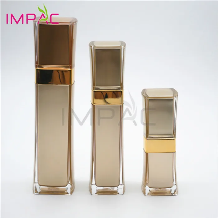 golden square skin lotion plastic fancy double wall plastic bottle 60ml