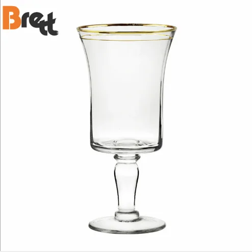 Guangzhou wedding glassware brands crystal gold rim wine glass stemware