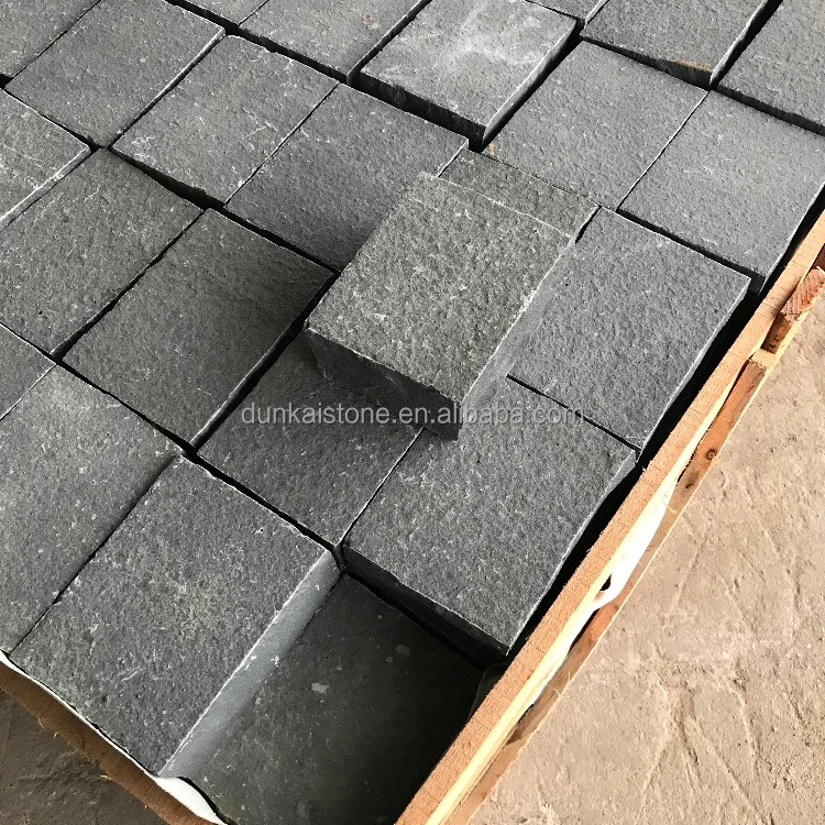 
black and grey basalt cobblestone for driveway pavers 