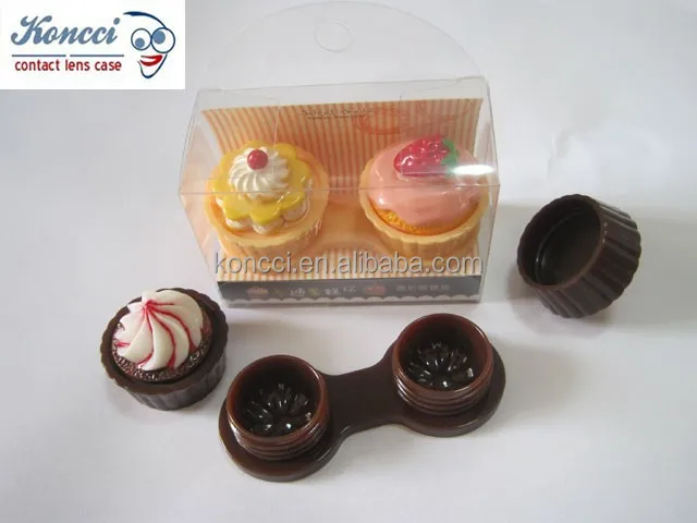 Hot Sale Cartoon Cute Cake Shape Empty Contact Lenses Storage Case Holder Box Soak Storage Kit CL-A022