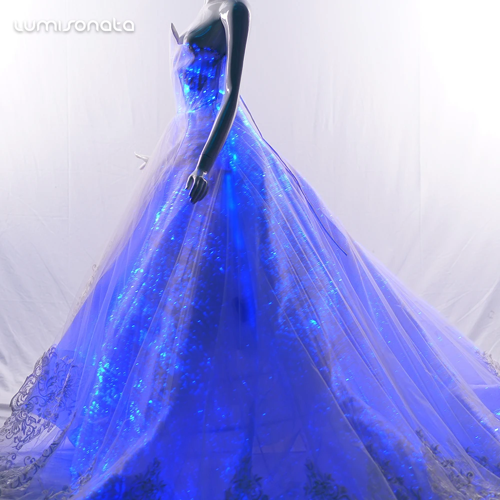 Новинка 2019 года платье из оптоволокна со светодиодными лампочками для выпускного вечера