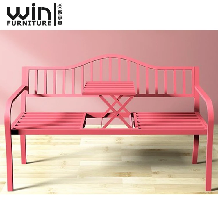 
Low Price Outdoor Steel Resting Bench Cast Iron Courtyard Chair with coffee table 