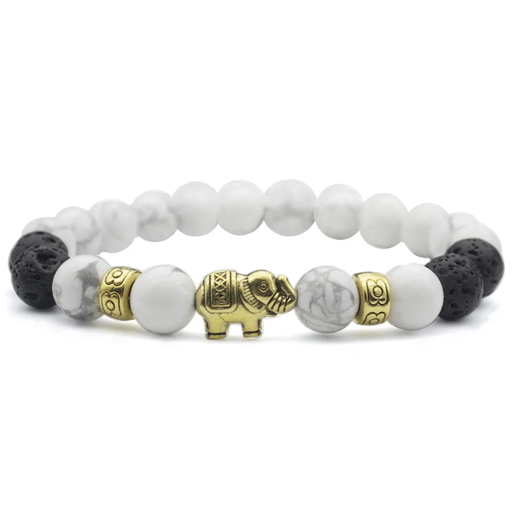 Factory Supply Gold Plated Elephant Charm Bead Imported Mens Turquoise Bracelet