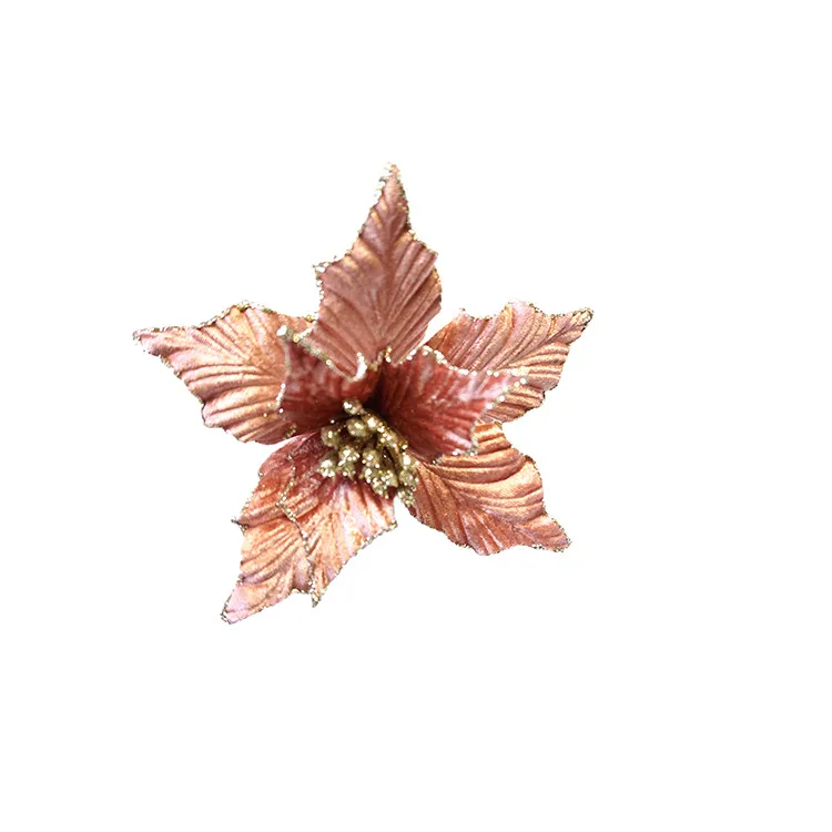 Colorful glitter artificial christmas flowers for home 085