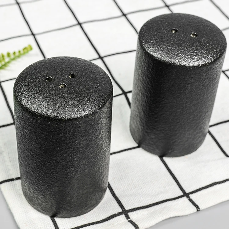 Black Dot Glaze Ceramic Mill Salt And Pepper Shakers Bottle