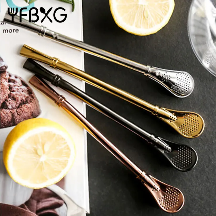 2019 trending spoon straw stainless steel straw spoon